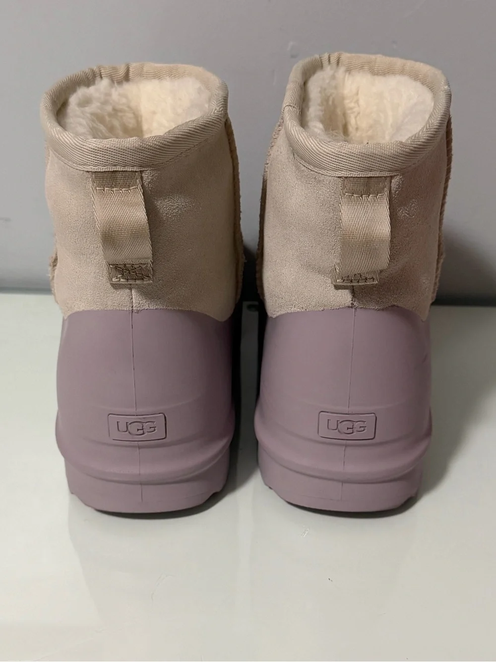 UGG Women's Short Platform Boot in Beige and Mauve
